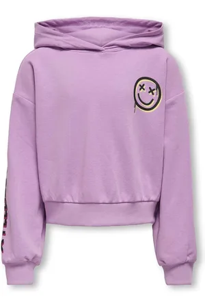 ONLY Purple Carefree Slogan Back Print 100% Cotton Hoodie7 - 8 år (122 - 128cm)