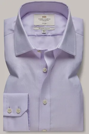 Hawes & Curtis Slim Purple 100% Cotton Non-Iron Dobby Shirt43cm R (UK 17 R)