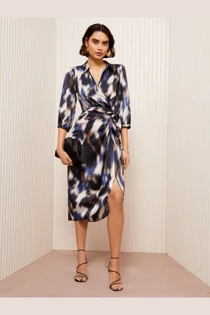 Friends Like These Printed Satin Wrap Midi Dress34
