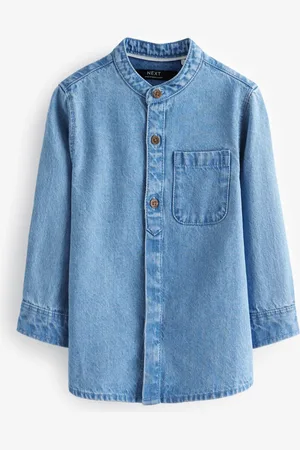 Next 100% Cotton Long Sleeve Grandad Collar Denim Shirt (3mths-7yrs)6 - 7 år (116 - 122cm)