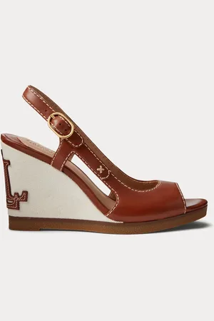 Ralph Lauren Roni Burnished Leather Tan Brown Sandals