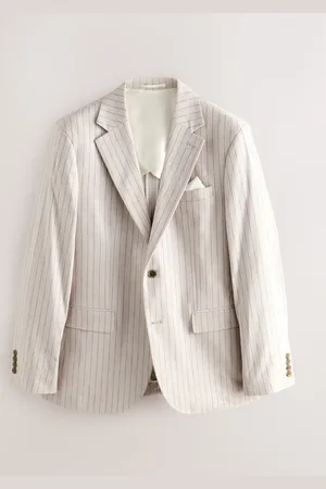Next Slim Fit Striped Linen Blend Suit Jacket36l