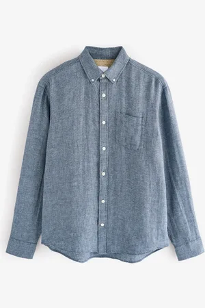 Next Cotton Linen Blend Long Sleeve Shirtxsmall