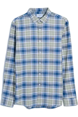 Farah Brewer Check Long Sleeve Brown 100% Organic Cotton Shirt in HazelnutStor