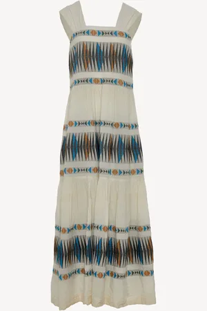 Devotion Twins ELEGANT Embroidered Stripe Maxi 100% Cotton Dresssmall