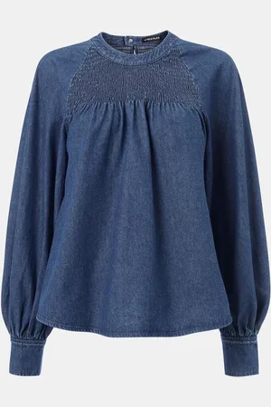 Whistles Smocked Denim 100% Bomuld Bluser42