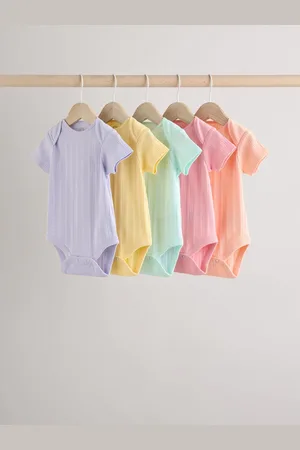 Next Short Sleeve Rib Baby 100% Cotton Bodysuits 5 Pack12 - 18 måneder (80 - 86cm)