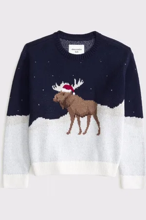 Abercrombie & Fitch Blå Strikket Jul Trøje11 - 12 år (146 - 152cm)
