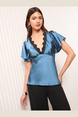 Friends Like These Lace Trim Angel Sleeve Blouse48
