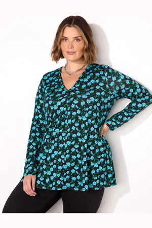 Live Unlimited London Abstract Pleat Front Jersey Top40