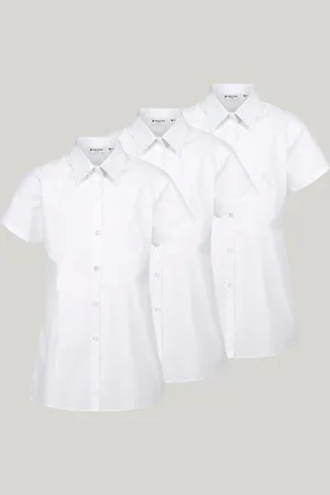 Trutex White Slim Fit Short Sleeve 3 Pack School Shirts11 år (146cm)