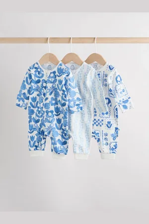 Next 100% Cotton Two Way Zip Baby Footless Sleepsuits 3 Pack (0mths-3yrs)5662cm
