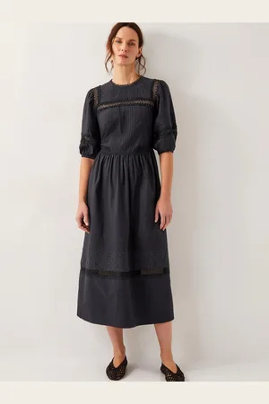 Monsoon Odilia Broderie Puff-Sleeve 100% Cotton Midi Dress40