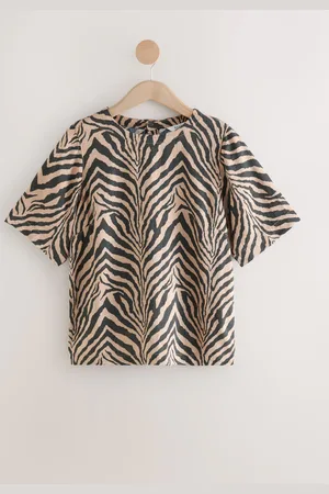 Next Kortærmet Boxy T-shirt med Hør