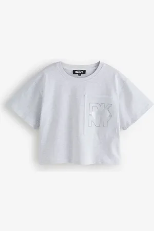 DKNY Grey Chest Logo Cropped Short Sleeve T-Shirt8 år ( 128 cm)