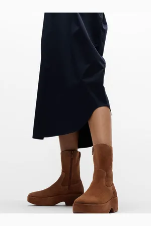 FitFlop Red F-Luma Stretch Suede Demi Wedge Mid Calf Boots
