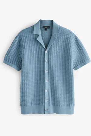 Next Regular Fit 100% Cotton Short Sleeve Cuban Collar Textured Knit ShirtXXL