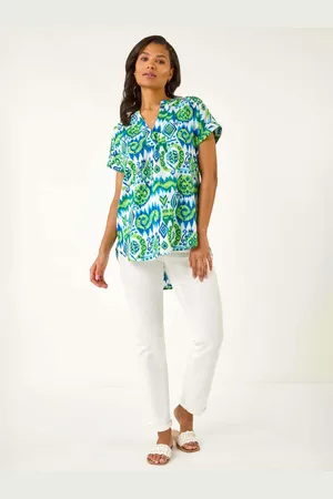 Roman Abstract Print V-Neck Top38