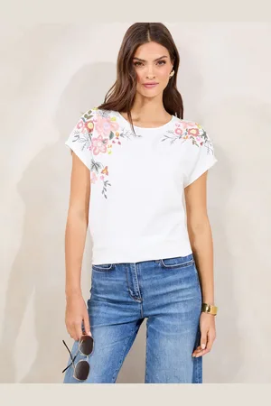 Lipsy London Embrodiered Floral with Pearl Detail T-Shirt46