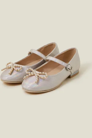 Accessorize Girls Pearl Bow Ballerinas Flatsuk9eu265