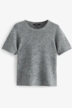Next Short Sleeve Crew Neck Knitted T-Shirt With WoolS Reg