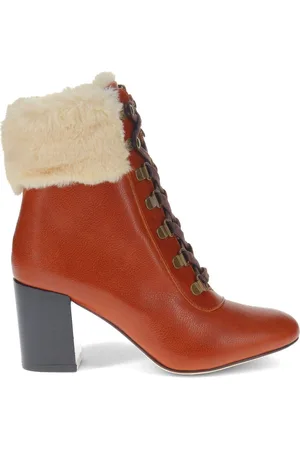 JONES BOOTMAKER Natural Kelsie Fur-Cuffed Ankle Boots