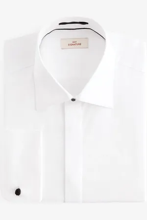 Next Occasion Signature Slim Double Cuff 100% Pima Cotton Dress Shirt With Cutaway Collar46cm R (UK 18 R)