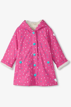 Hatley Pink Tiny Dots Colour Changing Sherpa Lined Splash Jacket10 år (140cm)