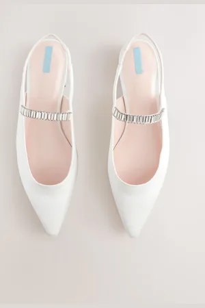 Next Forever Comfort Wedding Point Toe Jewel Mary Jane Bridal Slingback Shoeseu37