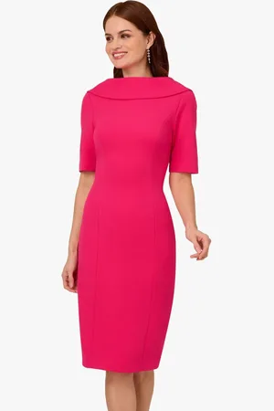 Adrianna Papell Red Roll Neck Sheath With V Back Dress40