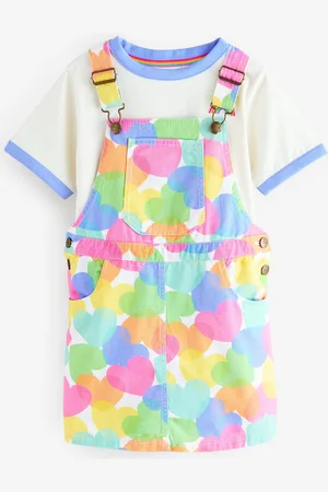 Little Bird Rainbow Confetti Heart Dungarees and T-Shirt Set104110cm