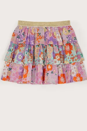 Monsoon Floral Print Tiered 100% Cotton Skirt152158cm