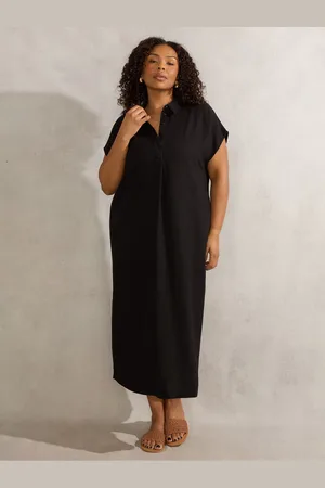 Live Unlimited London Linen Blend Chuck On Shirt Dress