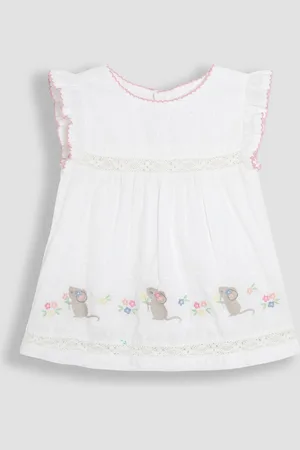 JoJo Maman Bébé Appliqué Ruffle 100% Cotton Blouse7480cm