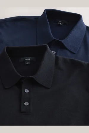 Next Regular Fit Cotton Rich Short Sleeve Knit Polo Shirt 2 PackX-Small