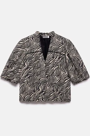 mint&berry Zebra Print Puff Sleeve Blousexlarge