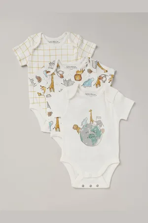 HOMEGROWN Printed White Bodysuit Set 3 PackNyfødt