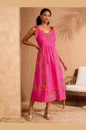 Love & Roses Broderet Kammuslingedetalje Midi Sun Kjole44