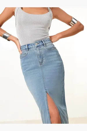 Lipsy London Denim High Rise Split Midi Nederdele44