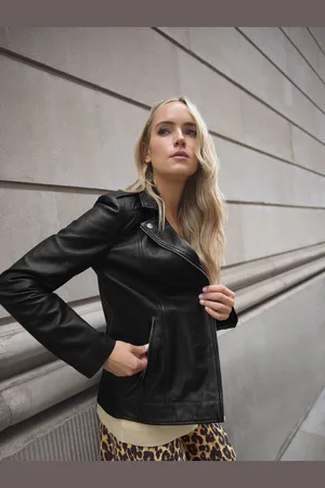 Long Tall Sally Leather Biker Jacket36 Høj