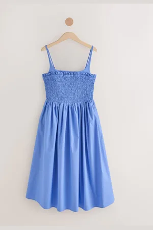 Next Firkantet Neck Shired 100% Bomuld Poplin Midi Kjole52