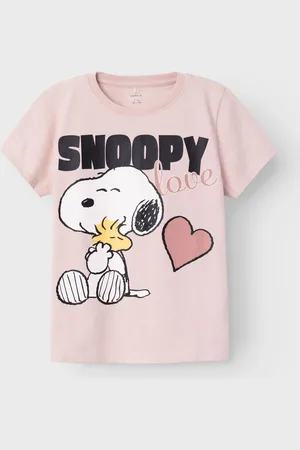 NAME IT Girls 100% Cotton Boxy Snoopy T-Shirt2 - 3 år (92 - 98cm)