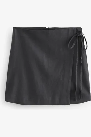 Next Linen Rich Wrap Mini Skirt36