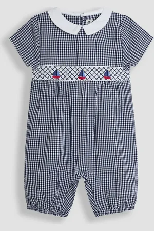 JoJo Maman Bébé Embroidered Smock 100% Cotton Romper8692cm