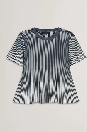 Ted Baker Hethrr Textured Stripe Fluted Sleeve T-Shirt34