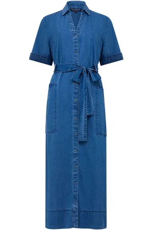French Connection 100% Bomuld Zaves Chambray Denim Kjole34