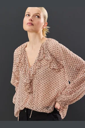 Next Flocked Spot Mesh Flæsekant Bluse38