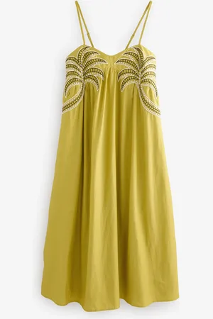 Next Embroidered Palm 100% Cotton Midi Dress48