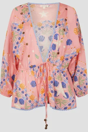 Monsoon Mabel Shell Tryk 100% Bomuld Kaftan TopMiddel