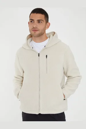 Threadbare Neutral Zip Through Funnel Neck Borg JacketL